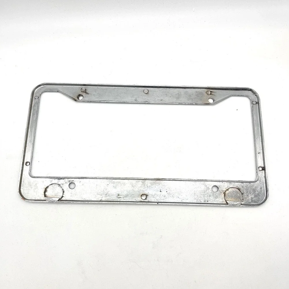 Vintage Sacramento Senator Ford License Plate Frame Chrome Blue White Metal